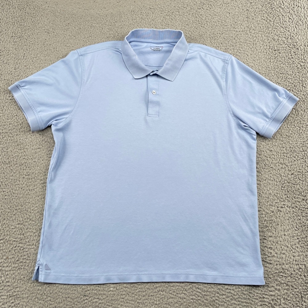 UNTUCKIT Polo Shirt Mens XL Light Blue Solid Short Sleeve 100% Cotton Casual